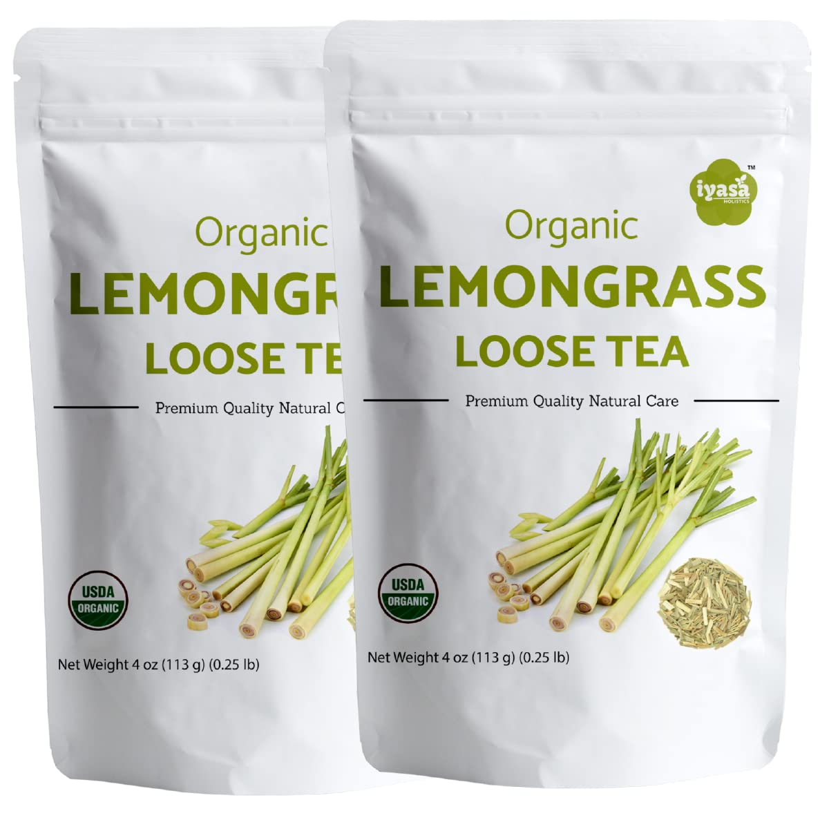 Organic Lemongrass 16 oz - USDA Certified Lemongrass Tea Loose Leaf Cuts, Caffeine Free Tea - East Indian Malabar Grass For Cooking, Smoothies - Pure Ayurveda Products by Iyasa Holistics
