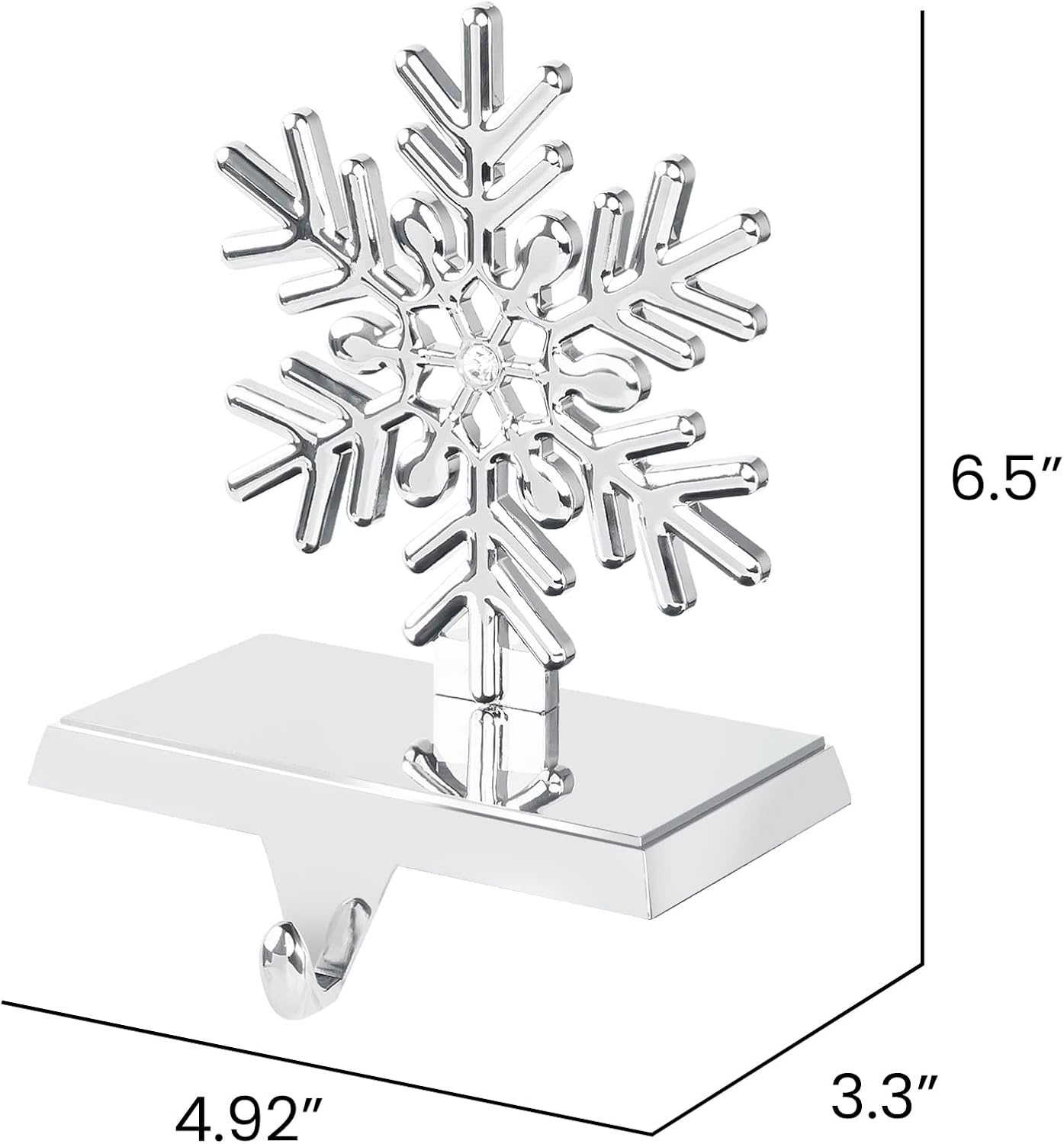 Snowflake Christmas Stocking Holder Set for Mantle -Set of 4 - Christmas Decorations - Holiday Mantle Fireplace Topper - Xmas Decorative Metal Hanger for Stockings - Home Décor Stand