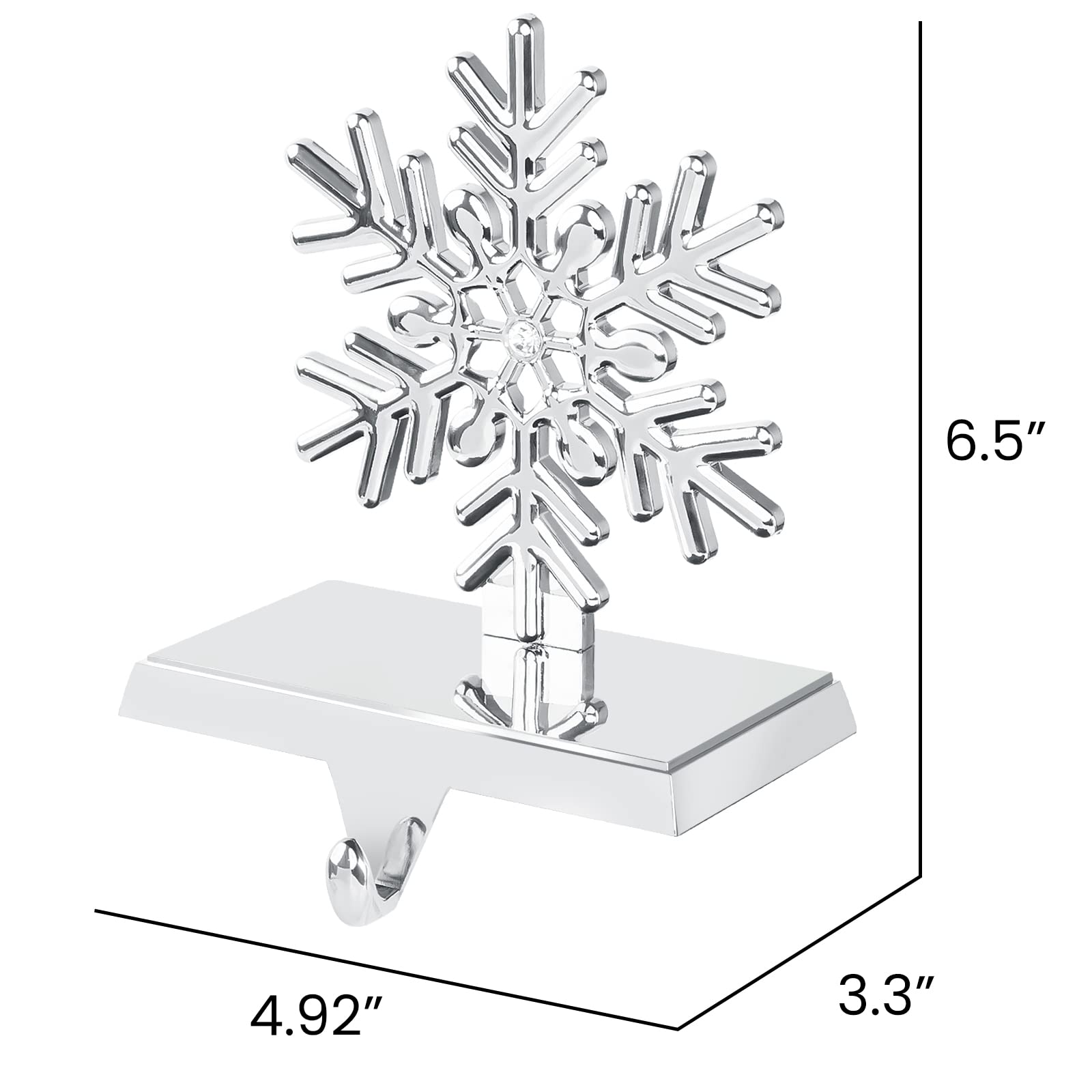 GUOER Snowflake Christmas Stocking Holder Set for Mantle -Set of 4 - Christmas Decorations - Holiday Mantle Fireplace Topper - Xmas Decorative Metal Hanger for Stockings - Home D??cor Stand