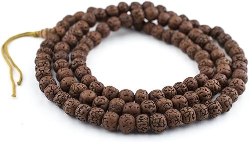 Miniatura 9 de Cuentas de 0315in Rudraksha Mala  108 auténticas cuentas de Rosario de oración nepalí  El cofre de cuentas