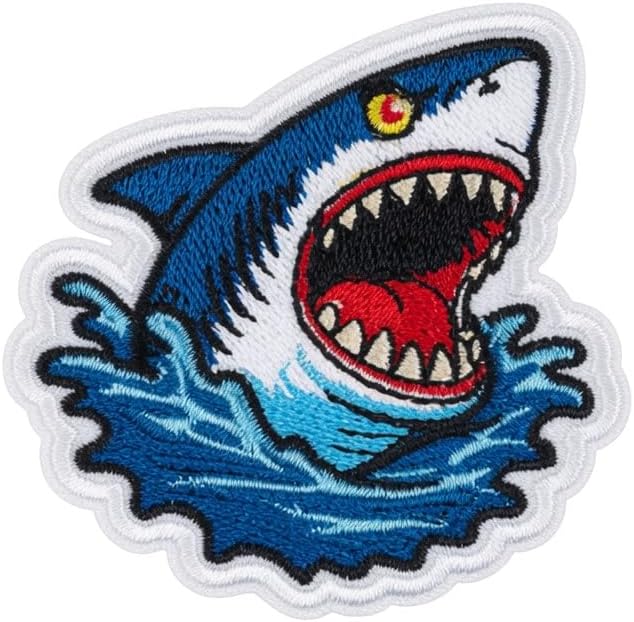 6 PCS Shark Embroidered Patches, 3 Inch Iron On Applique for Backpack