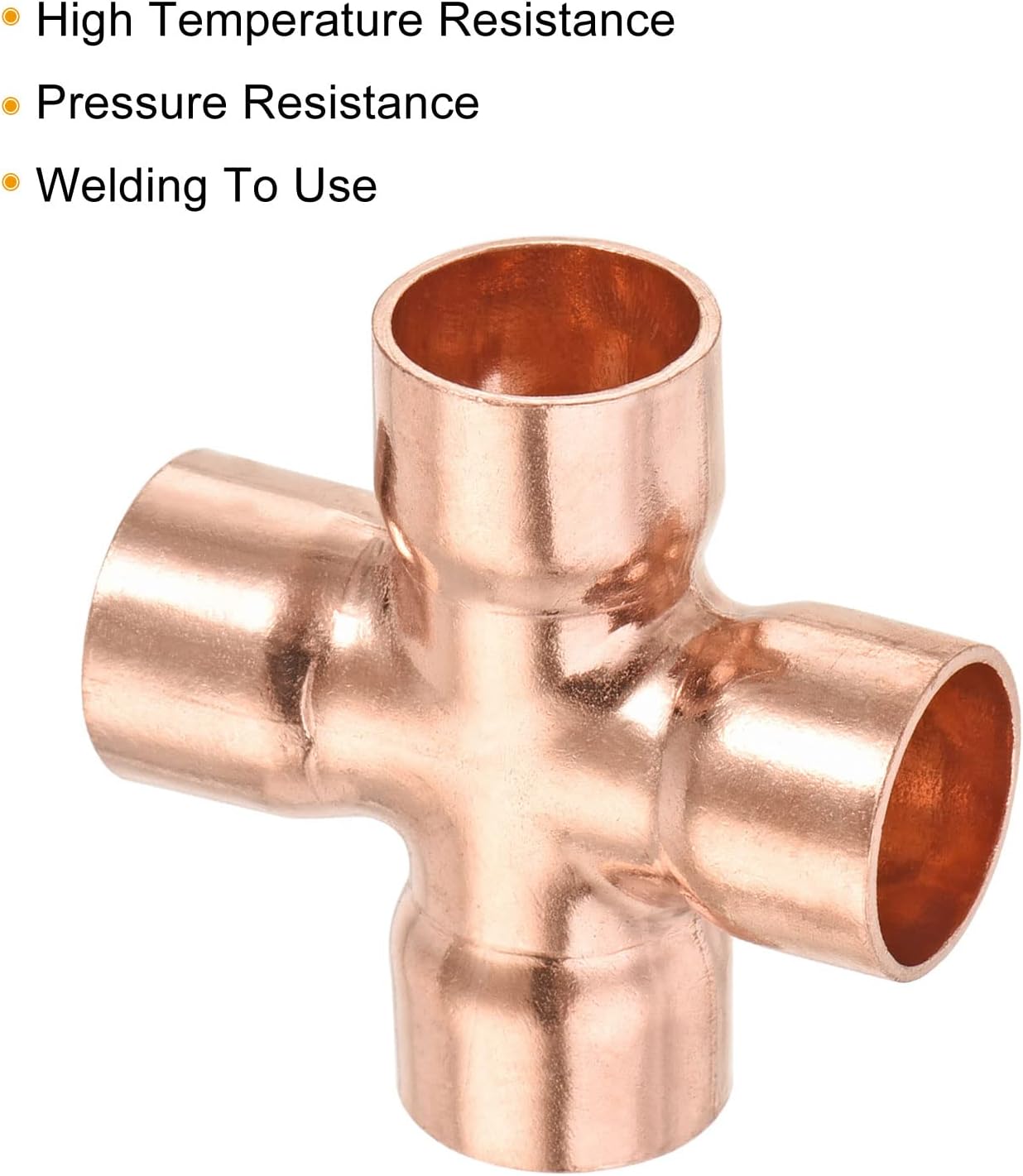 MECCANIXITY 16mm x 1mm 4 Ways Copper End Feed Equal Cross Pipe Fitting for HVAC (Pack of 2)