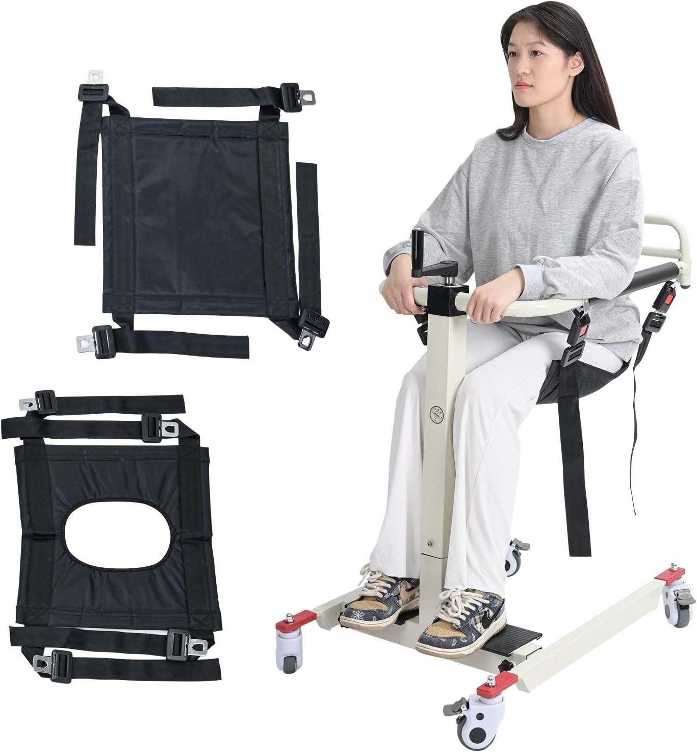 Patient Lift Wheelchair for Home, Patient Lift Transfer Chair Portable Wheelchair Patient Transfer Chair, Lift Aid Transport Chair for Disabled and Elderly, Bedside Bathroom 220 lbs