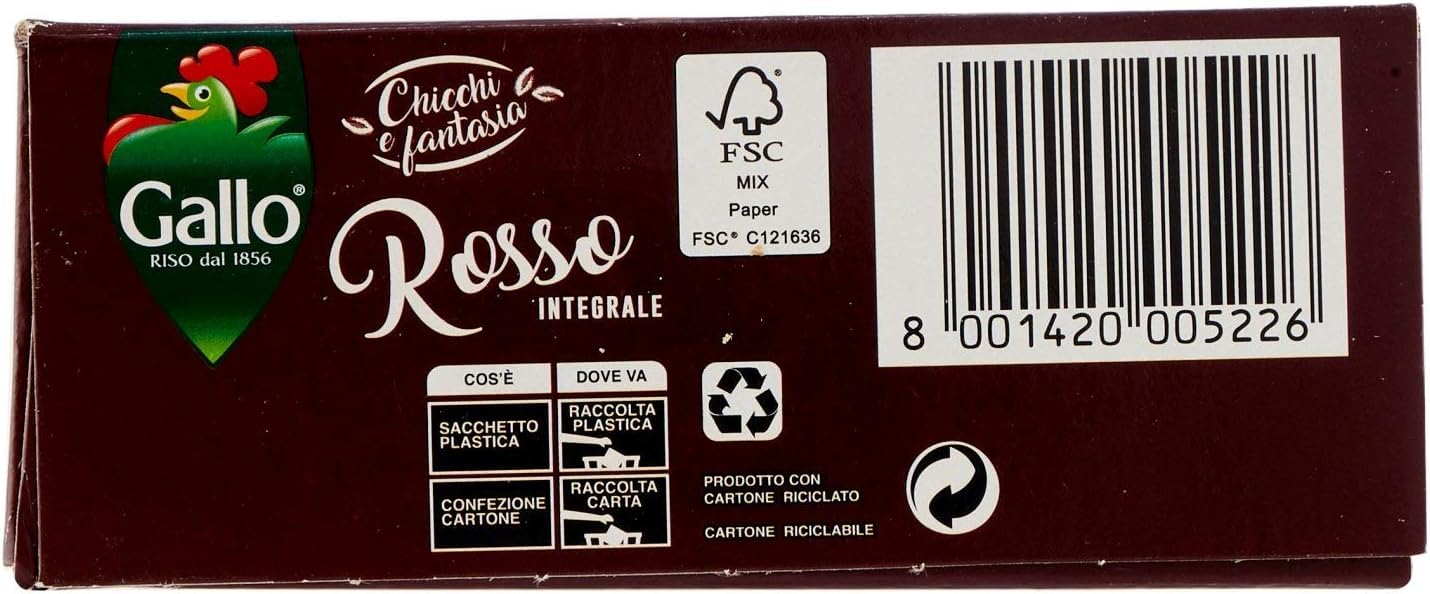 Italian Gourmet Riso Rosso Integrale riso roter Vollkornreis 12 x 500g | 100% aus Italien, ideale Beilage, per insalate e piatti freddi, kernig im, Gesamtnettogewicht 6 kg + Kostenlos Polpa 400g