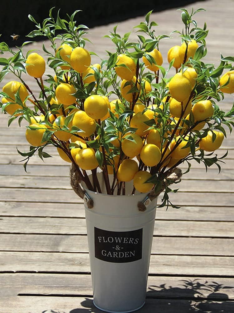 3 PCS 20 Inch Artificial Lemon Branches Fake Lemon Stems