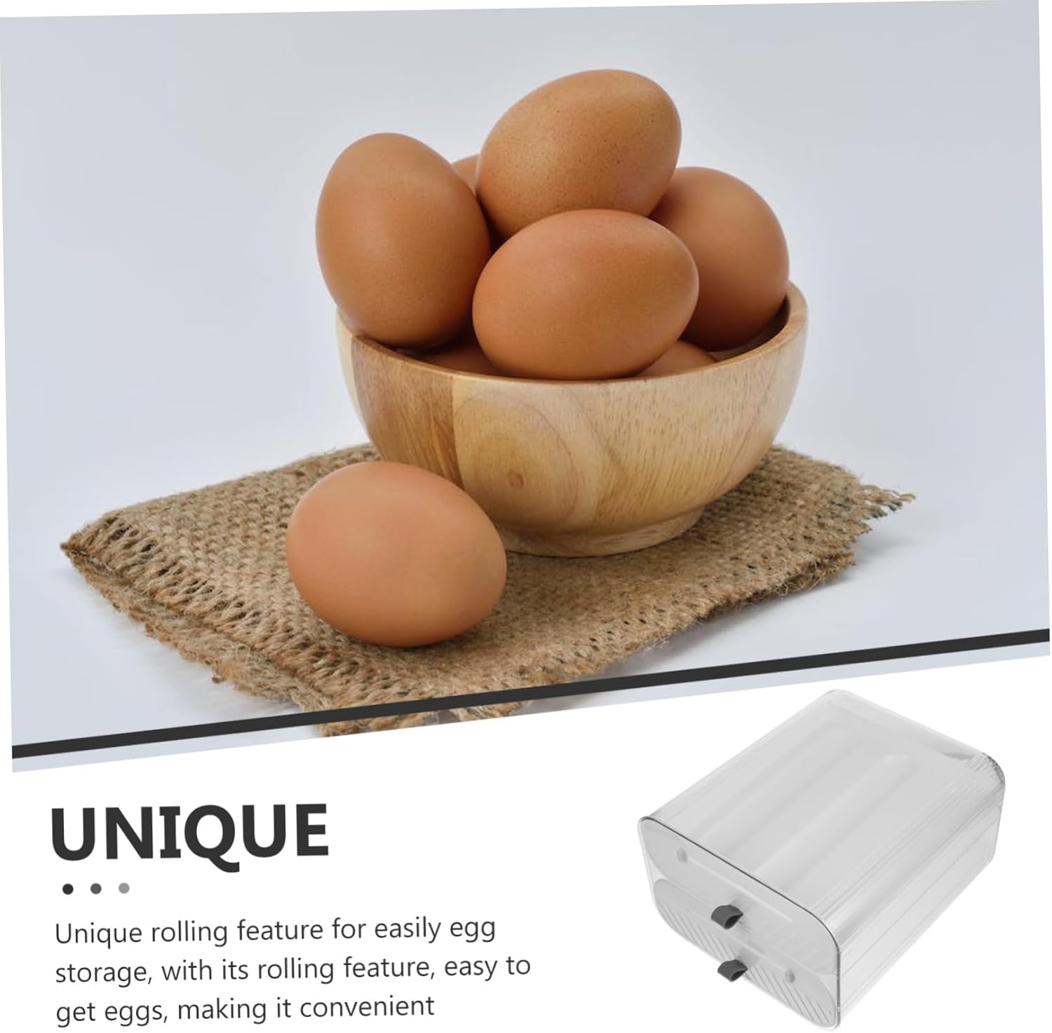 Capacity Egg Holder for Refrigerator Double Egg Storage Bin with Convenient Rolling Design for Organizing Fridge
