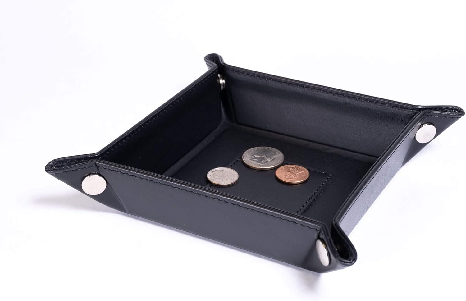 Dacasso Leather Travel Change Tray, Classic Black (A1088)