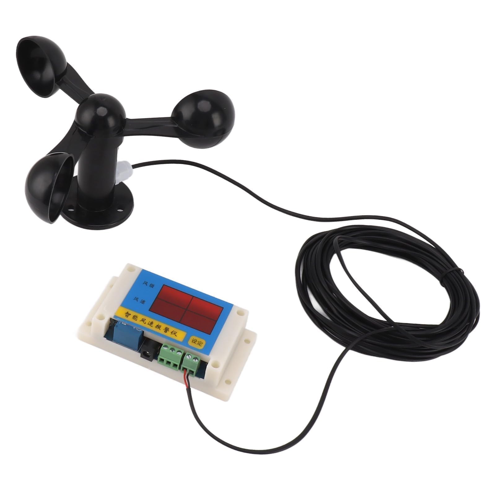 Anémomètre de Grue à Tour USB 5V 3 Lames Alarme de Vitesse du Vent Haute Précision Mémoire de Panne de Courant