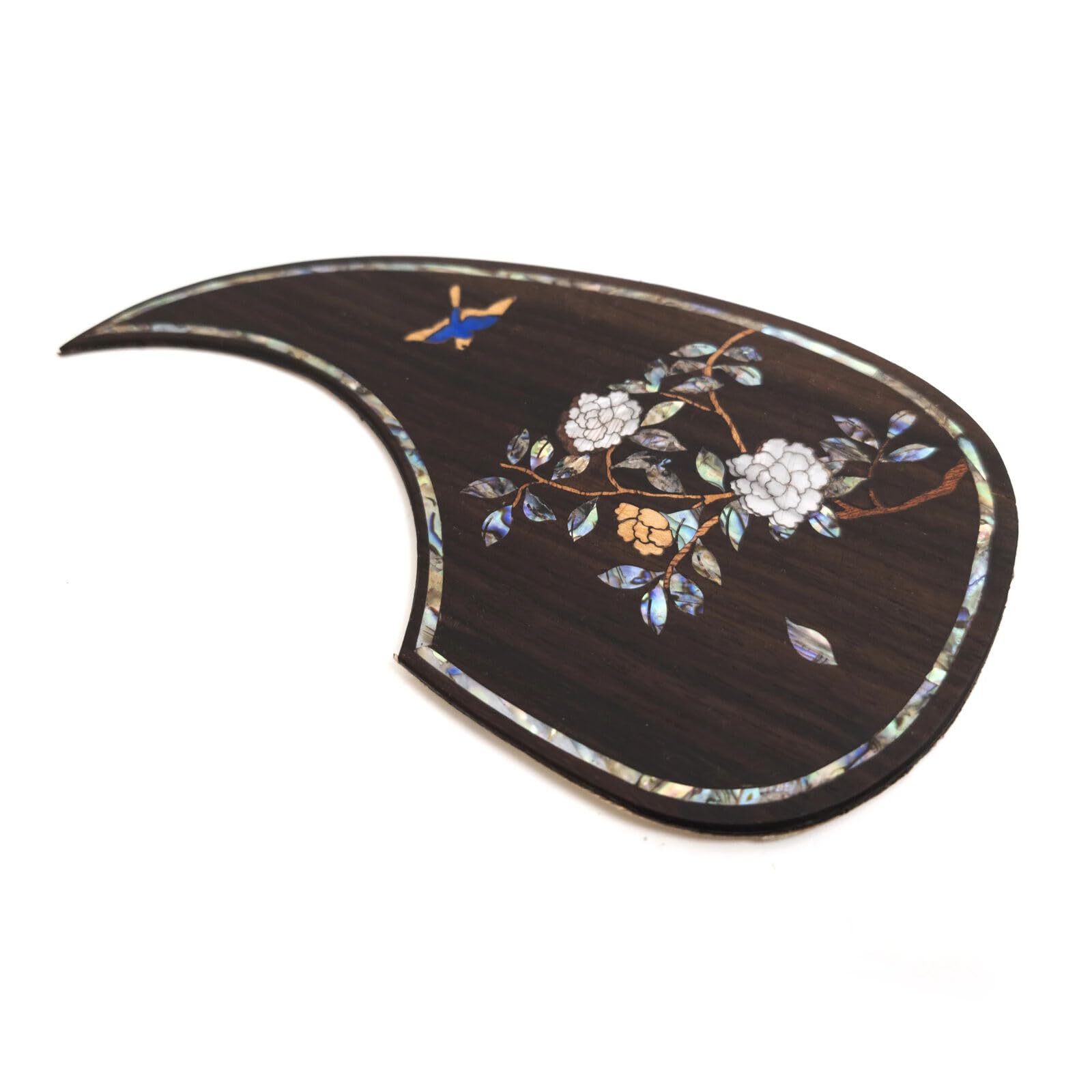 Rosewood Acoustic Guitar Pickguard Inlaid Inlaid Abalone Flower for Martin D-45 Self Adhensive Acoustic Guitar Scratch Plate Replacement Parts (Rosewood-A)