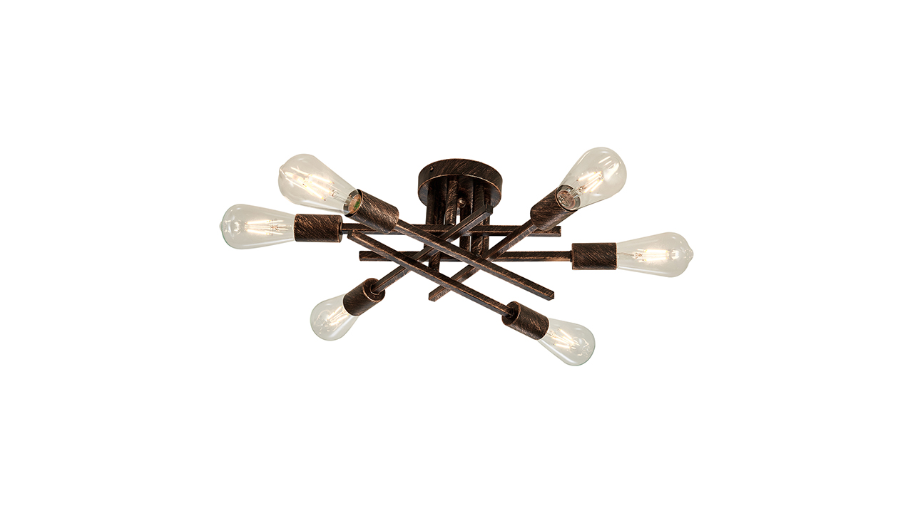 Image of ASGYISA 6-Lights Semi Flush Mount Ceiling Light Fixture Vintage Modern Bronze Matte Sputnik Chandelier Farmhouse Ceiling Lamp for Kitchen Bedroom Dining Room Living Room Entryway.
