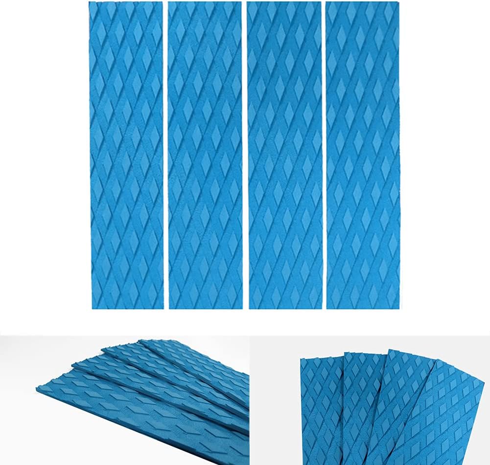 Xiaokeis 4 Pcs EVA Surfboard Deck Traction Pads for Surfboards and Skimboards, Non-Slip Grip Mat Trimmable Sheet, Universal DIY Surfboard Traction Pad for Longboard, Shortboard, Fish Board(Blue)