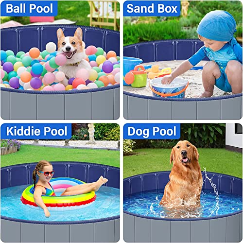 Dreamhigh® Hundepool fur Große Hunde 160 x 30cm, Rutschfestem Planschbecken Hund, Planschbecken Faltbar für Kinder und Große & Kleine Hunde