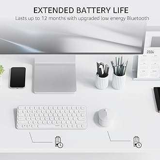 RAPOO 9010M Wireless Keyboard Mouse Set, Wireless, Bluetooth, 5.0/4.0/2.4GHz, Quiet Click, Connect 4 Devices Simultaneously, Battery Powered, White