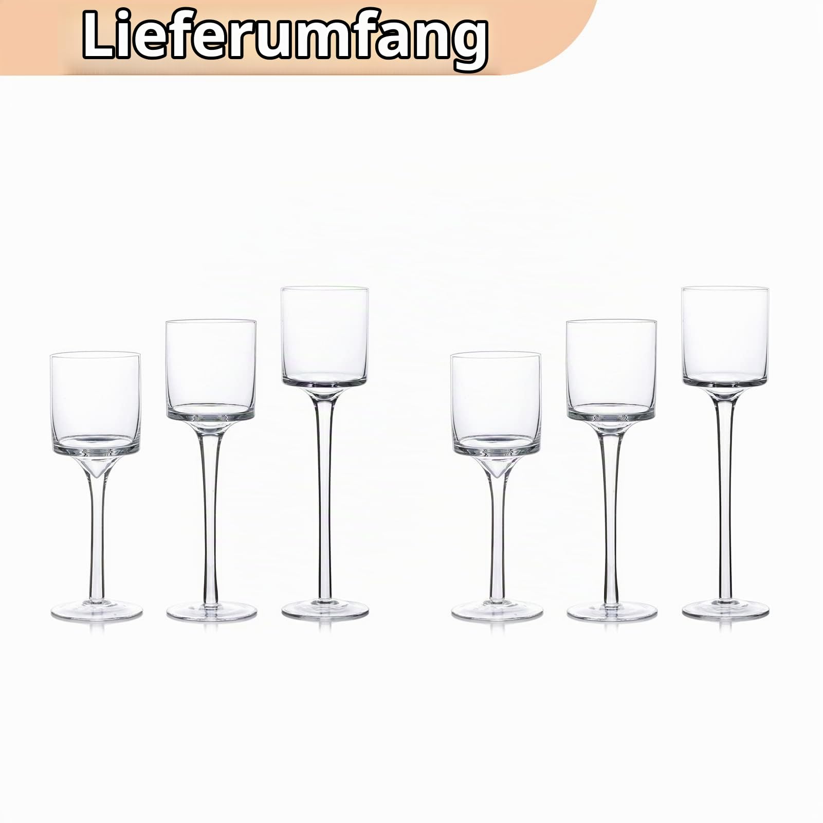 Nuptio Teelichthalter 6 Stück Glas Kerzenhalter - Teelicht & Schwimmkerzen Hohe Elegante Stumpenkerzenhalter für Hochzeit Party Tisch Weihnachten Tafelaufsätze Wohnzimmer Heimdekoration