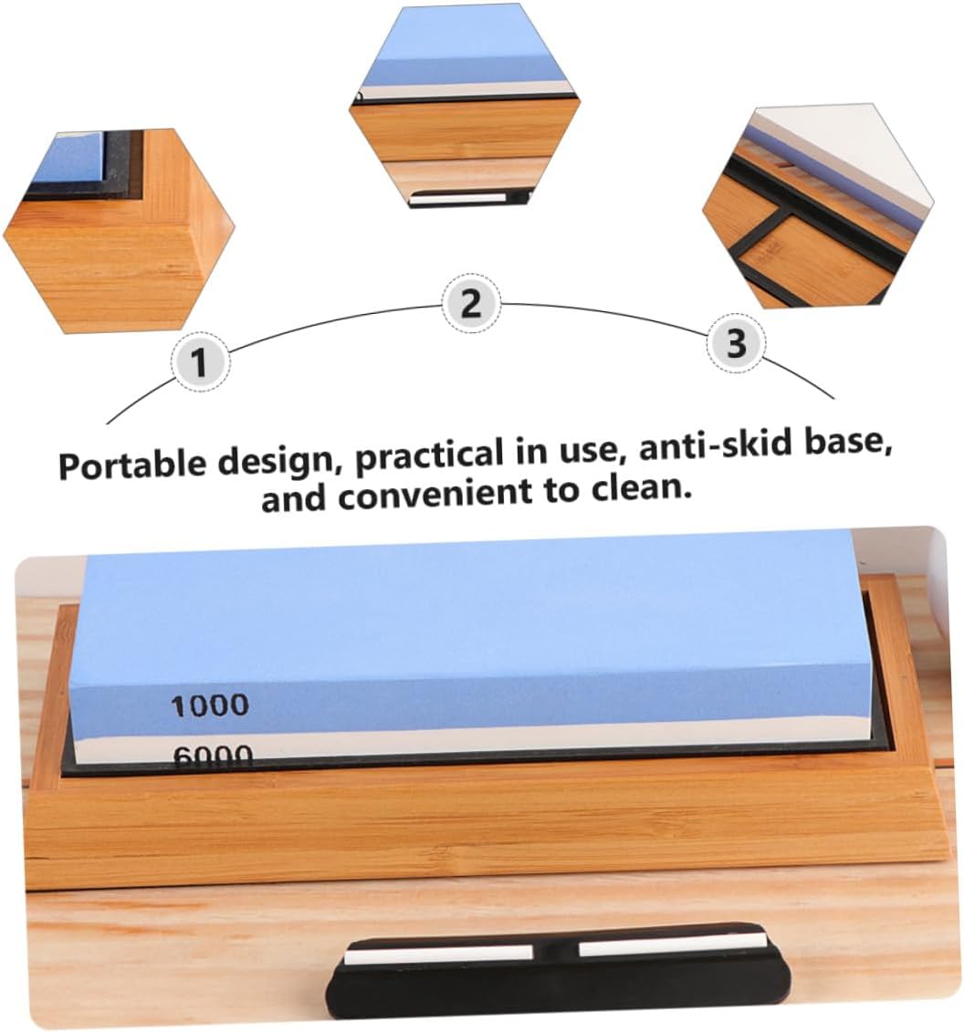 Double-sided Kitchen Sharpening Stone Kit Grit with Correction Stone Silicone Pad Base Household Whetstone for Multi-purpose Knife Grinding and Honing