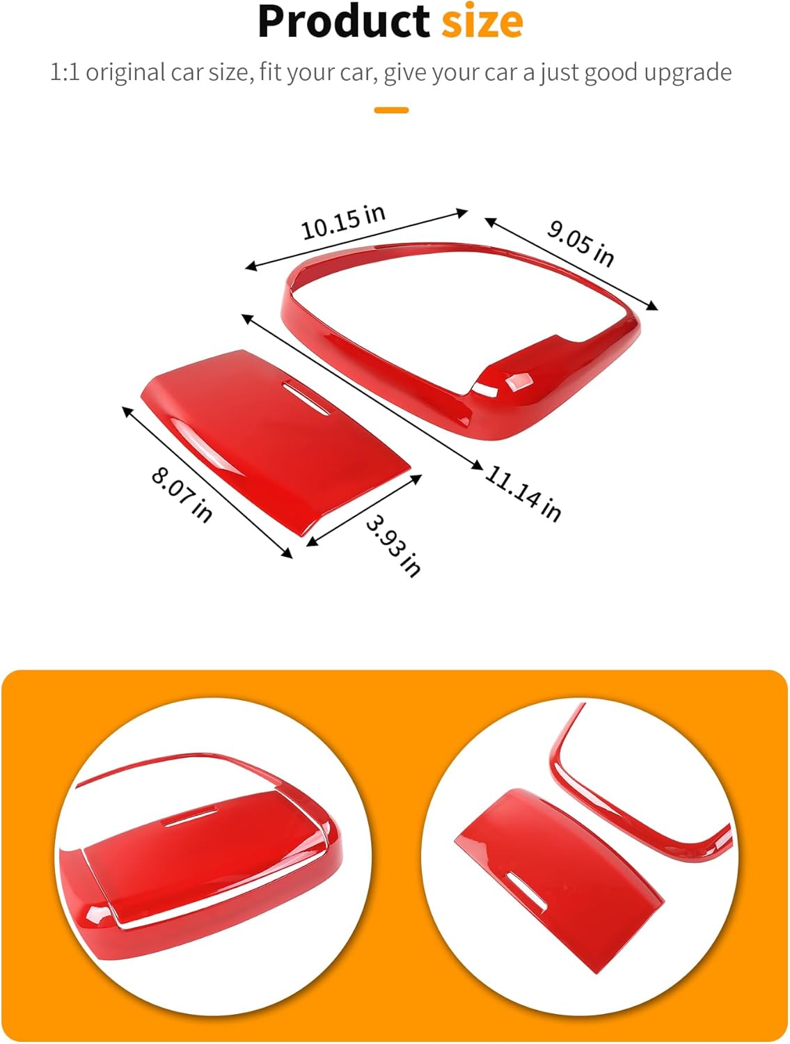 Hoolcar Red Roof Reading Light Cover Trim Fit for 2011-2024 2025 Dodge Charger/Durango/Chrysler 300 Roof Reading Lamp Decals Sticker Kits Interior Accessories