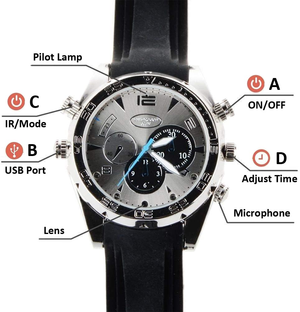 Petite DV Espion Caméra – Mini Cachée HD 1080P Montre Carte Mémoire 32G Intégrée Spy Cam(W5000)