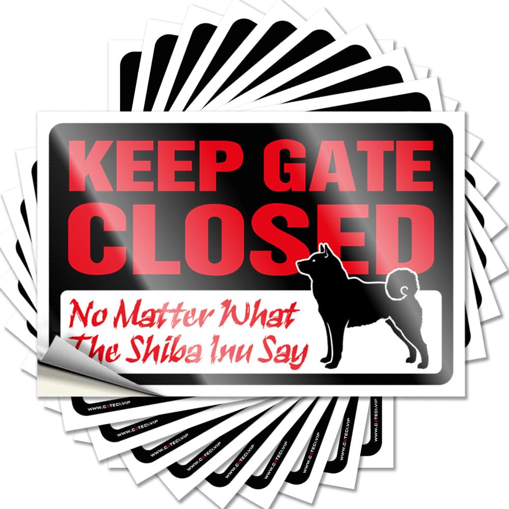 Fzfn Men's Colour Stickers Bar Stuff Peel And Stick - Keep Gate Closed No Matter What The Shiba Inu Say Hard Good Waterproof Vinyl For Items(8X12cm)
