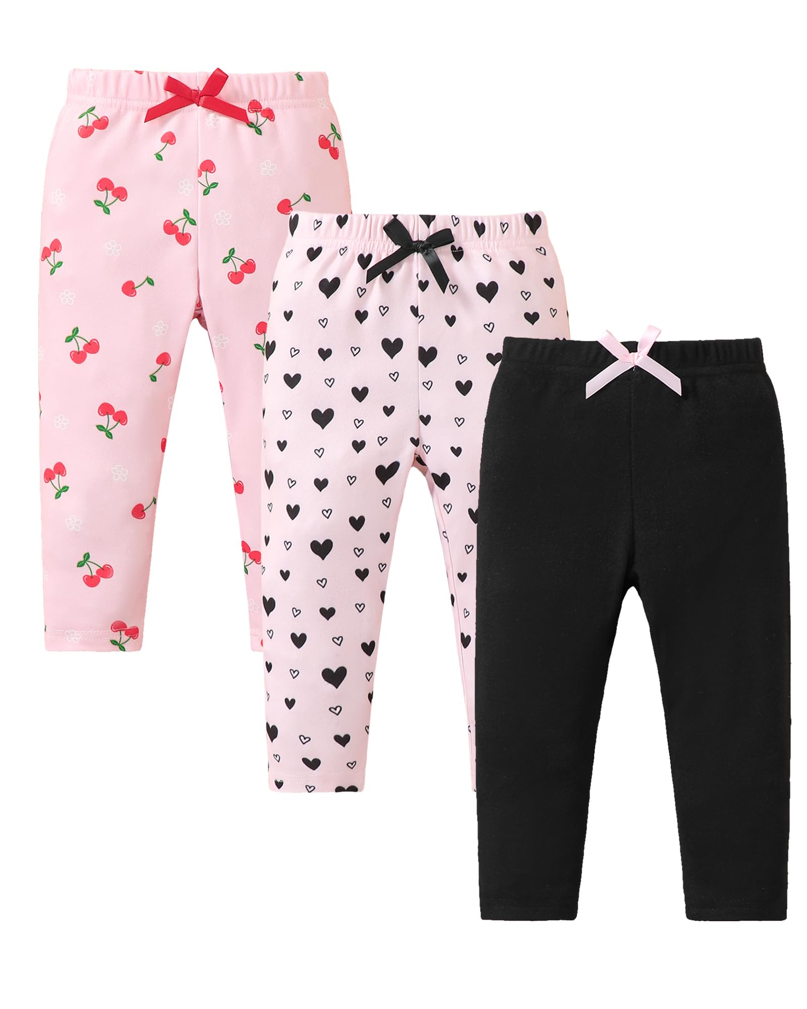 Jecson Toddler Girl Leggings Baby Pants 3 Pack Stretchy Floral Clothes 1-4Y