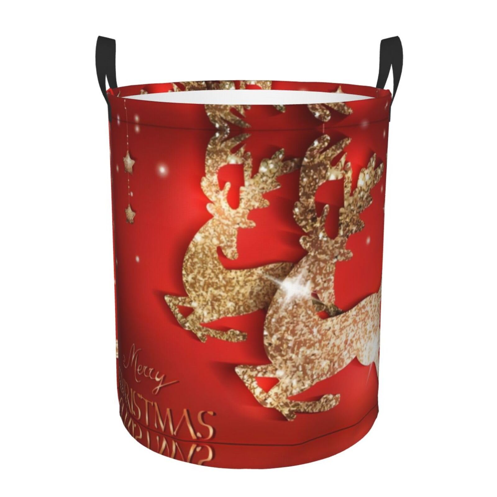 S Circular Hamper Merry Christmas Print for Dirty Clothes