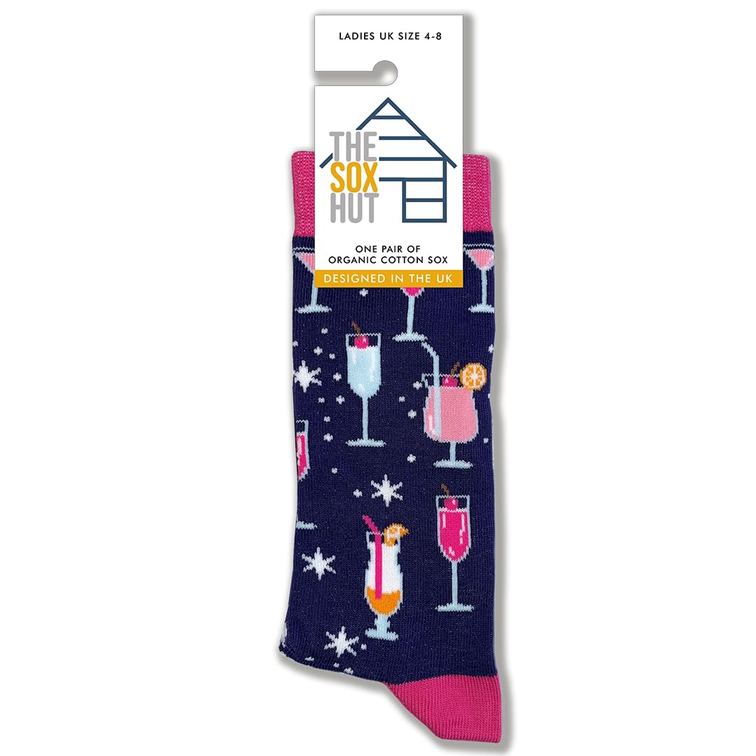 The Sox Hut Women's Multicolour Aop Cocktails Socks, Fun Novelty Design, Size 4-8 (Uk, Numeric, 4, Regular, Regular)