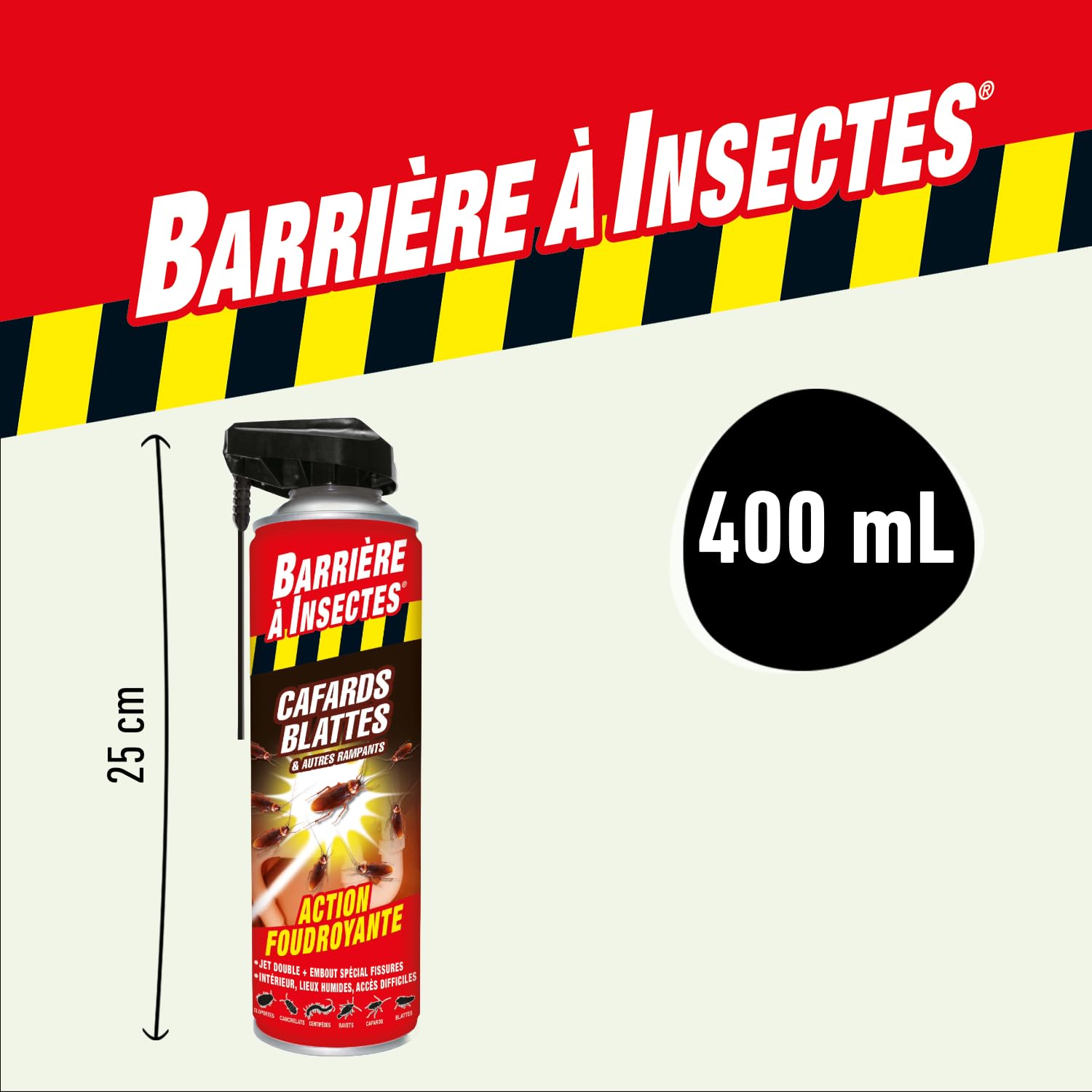 BARRIERE A INSECTES Anti-cafards, blattes & Autres rampants - Aérosol 400 ML