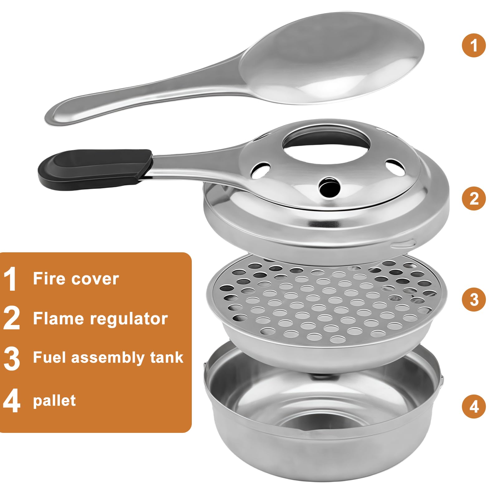 Lot de 6 brûleurs à fondue : récipient à pâte combustible en acier inoxydable, brûleur à pâte portable, mini brûleur à alcool en acier inoxydable, pâte combustible pour récipient de maintien au