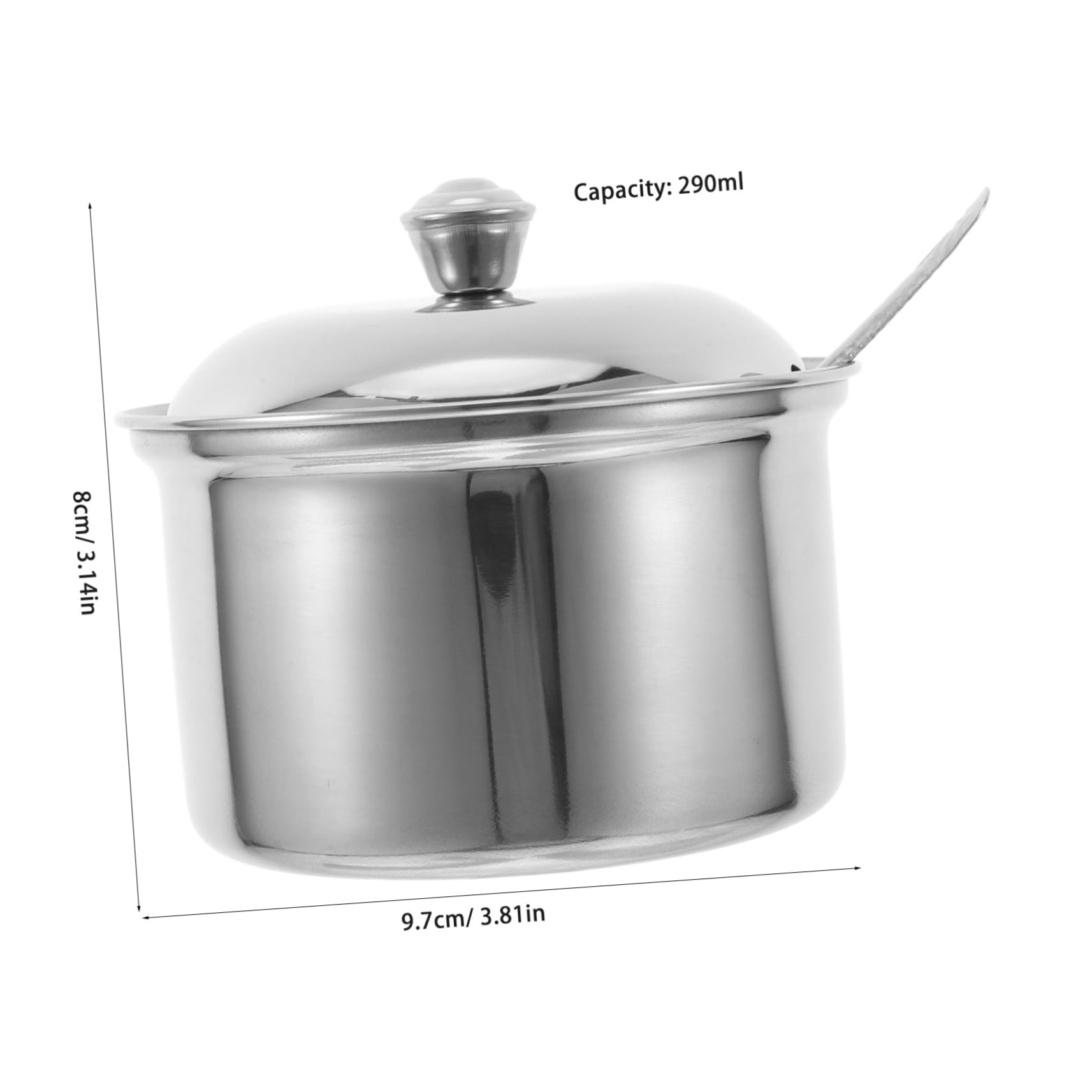 OFFSCH Stainless Steel Condiment Jar with Lid and Spoon Seasoning Container Airtight Spice Jar for Kitchen Storage Sugar Bowl for Coffee and Tea Size M