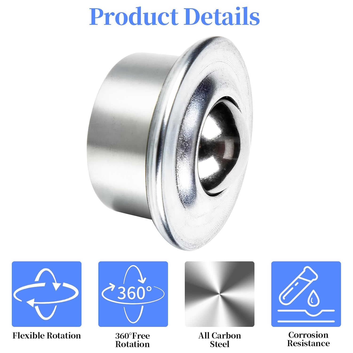 100PCS 5/8" Roller Ball Transfer Bearings, CY-15H Carbon Steel Ball Bearings Rollers, Ball Transfer Bearing Casters Universal for Conveyor, Transmission, Roller Stand, Load Capacity 44lbs