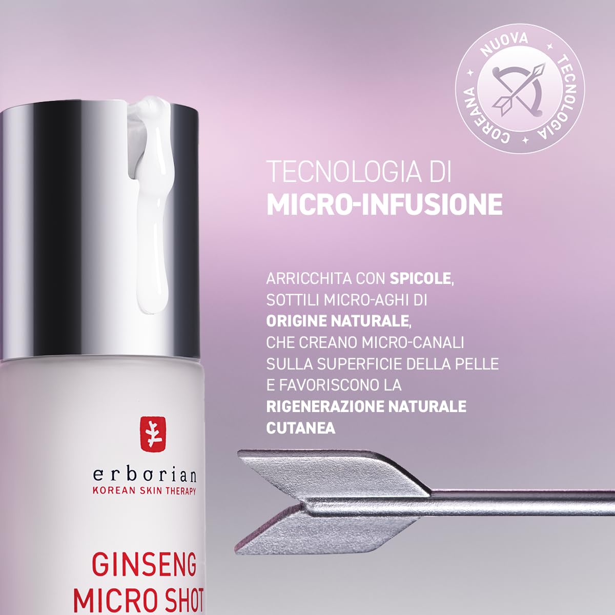 Erborian - Ginseng Micro Shot - Advanced 0.3% - Siero Viso Intensivo ispirato al Micro-Needling - Con Ginseng e Collagene per Rughe e Pori Affinati - Cura Coreana - 10ml