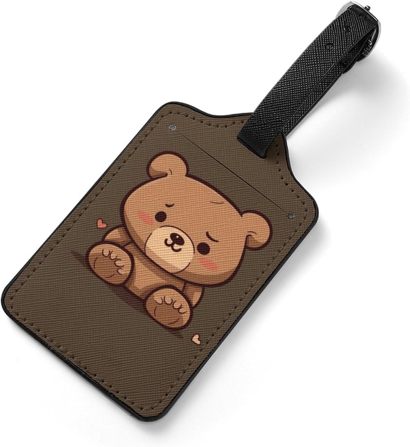Cartoon Brown Cute Bear Luggage Name Tag with Privacy Protection
