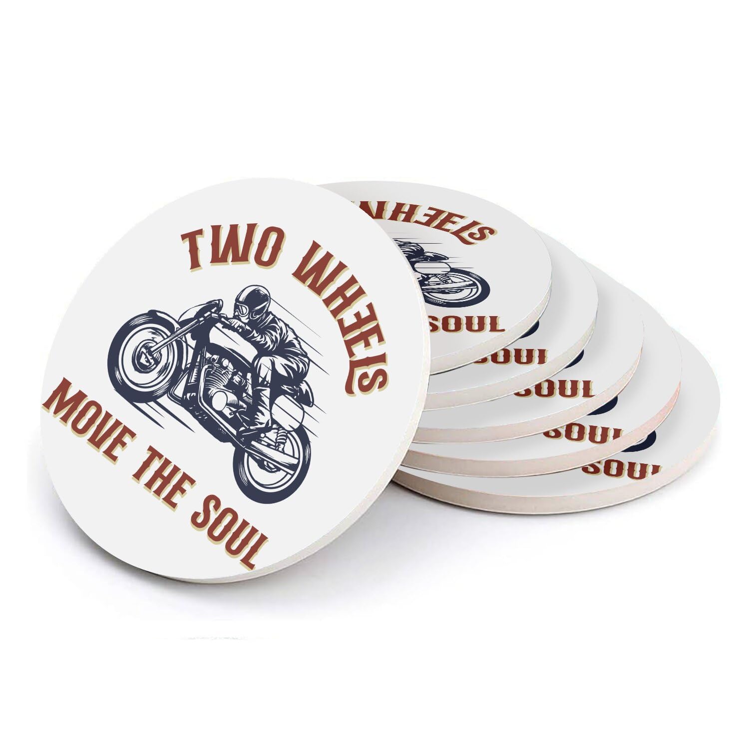 Sous-verre ronds en céramique de qualité supérieure style motard rétro lot de 6
