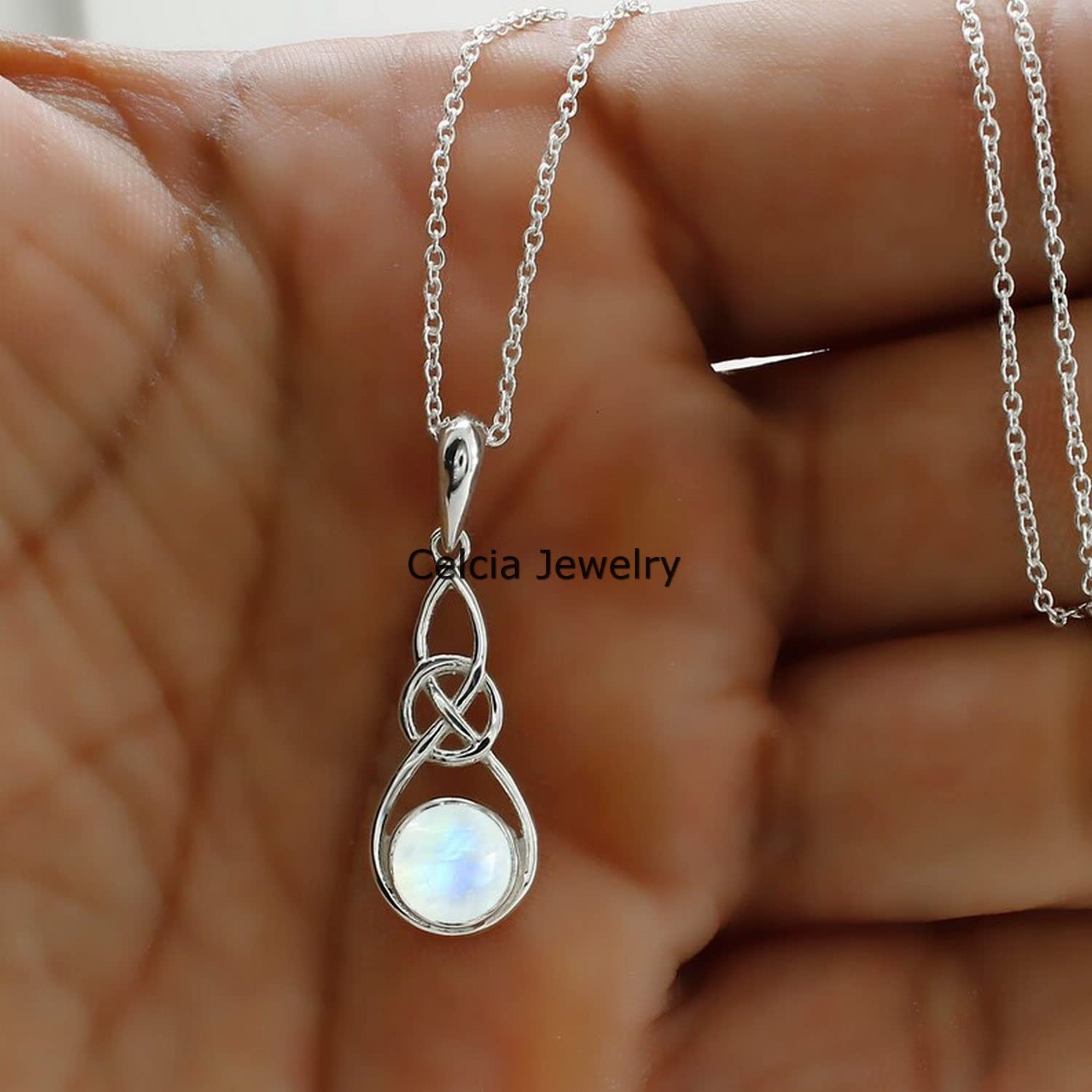 Collar de plata de ley 925 maciza para mujer, cabujón de ónix negro genuino, piedra preciosa redonda, collar único hecho a mano, regalo para ella