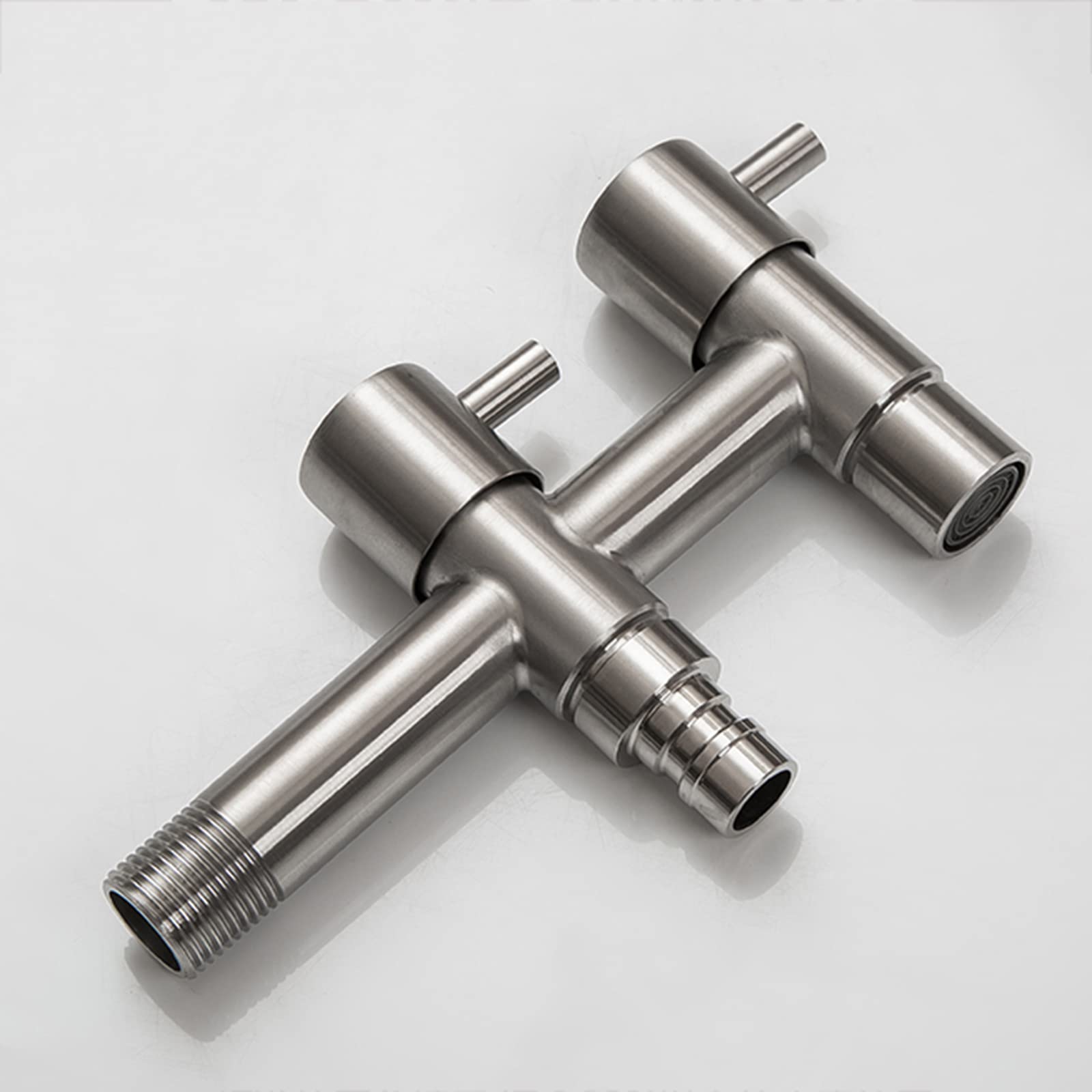 QTANZIQI Grifo de Agua para Exteriores, Grifo Doble para jardín, 1/2 Pulgada, Multifuncional, de Acero Inoxidable, montado en la Pared, Acabado Cepillado, Usar y Elegante