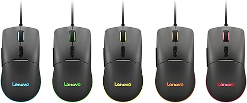 Vista 7 de Lenovo M210 - Ratón RGB con cable para juegos para PC, laptop, computadora con Windows y Chrome OS - 3 zonas RGB, sensor ajustable de 8000 DPI, 7