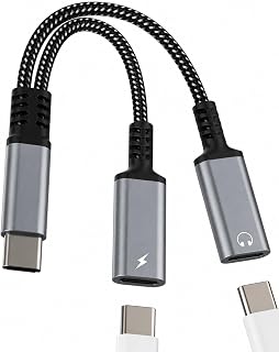 Dual USB C Jack(2-in-1) Type C Adapter Headphone Charging Cable Converter for iPhone 16 15 Pro MAX for Apple Audio Audio Compatible for Samsung S25 iPad Headphone Connector