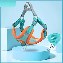 Coleira Peitoral para cachorro pequenos e médios com guia para pet colete confortável (Azul, 2-3 KG)