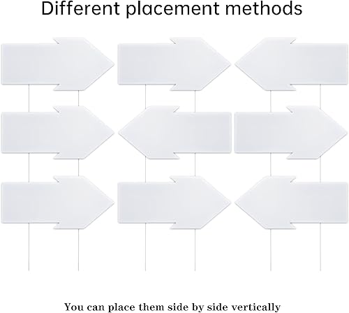 Miniatura 5 de 10 letreros de flecha en blanco de 15 x 7 pulgadas con estacas letrero de flecha de esta manera para decoración de fiestas venta de garaje poste