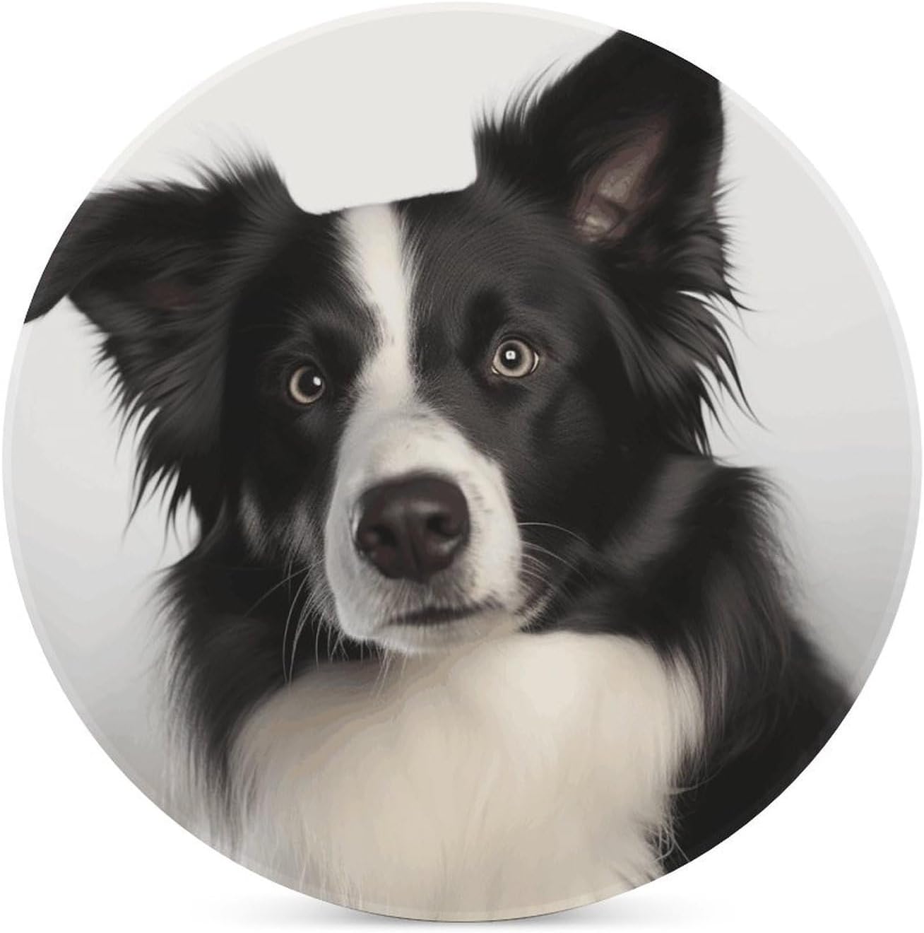 Border Collie Coasters for Drinks Absorbing Round Ceramic Stone Coaster with Cork Base Coffee Cup Beverage Table Cup Mat Modern Style Bar Coaster Set for Home Decor