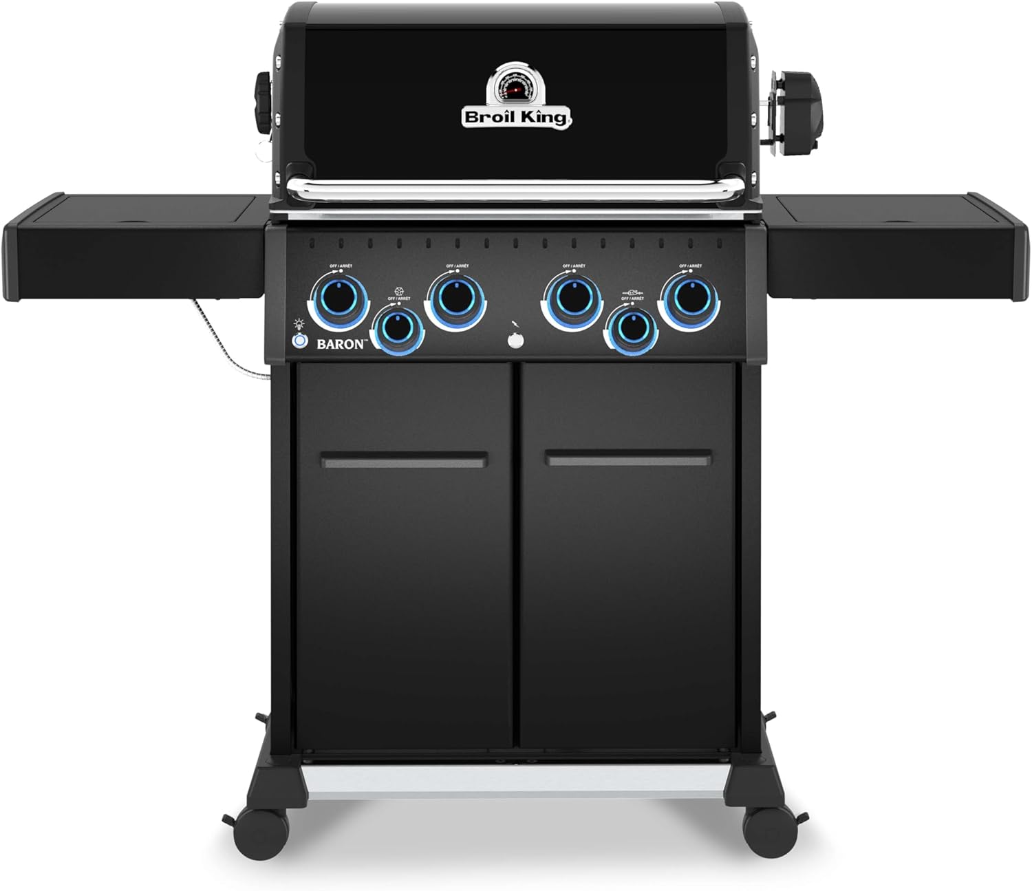 Broil King 674144 Baron 490 Pro Shadow 4-Burner Propane Gas Grill in Black with Side Burner and Rear Rotisserie Burner