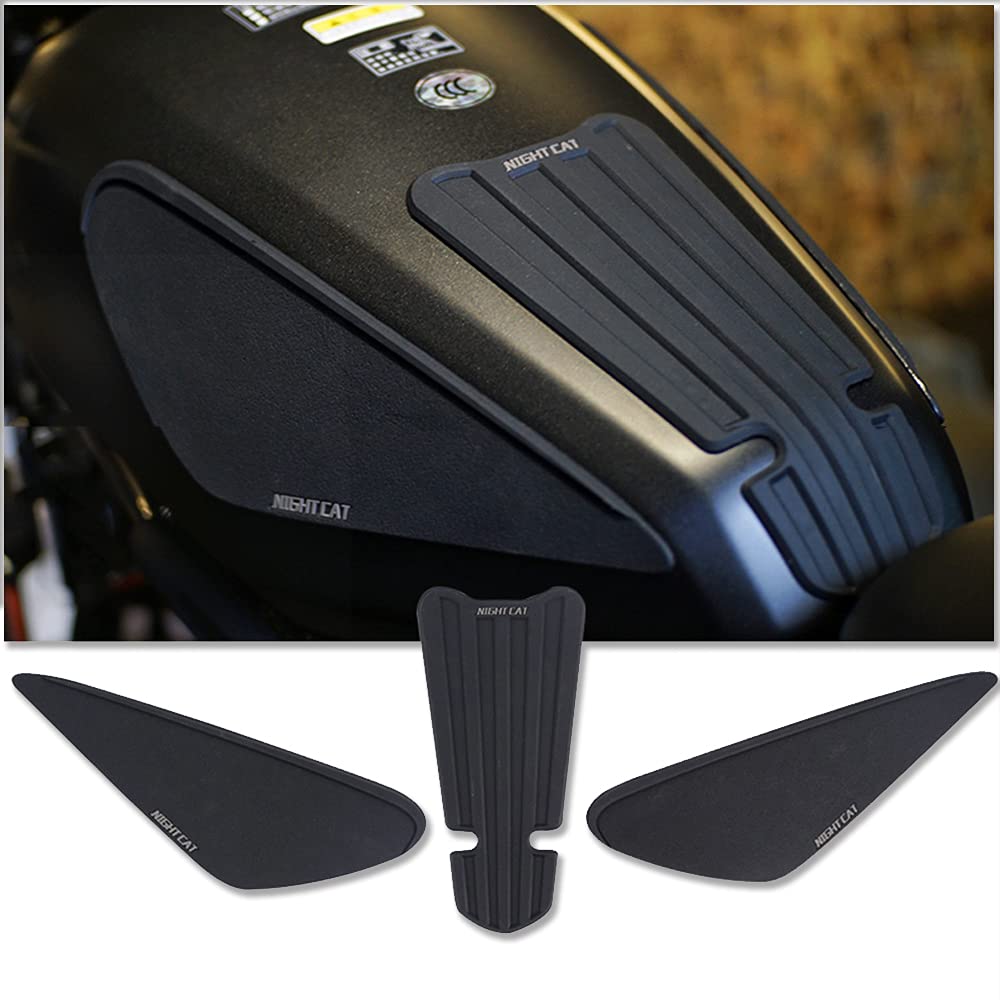 Siksin Motorcycle Gas Tank Pad Rubber Cover with Knee Fuel Side Grip Anti Slip Protector Stickers Decals Accessories for REBEL CMX300 CMX500 500 300, Black