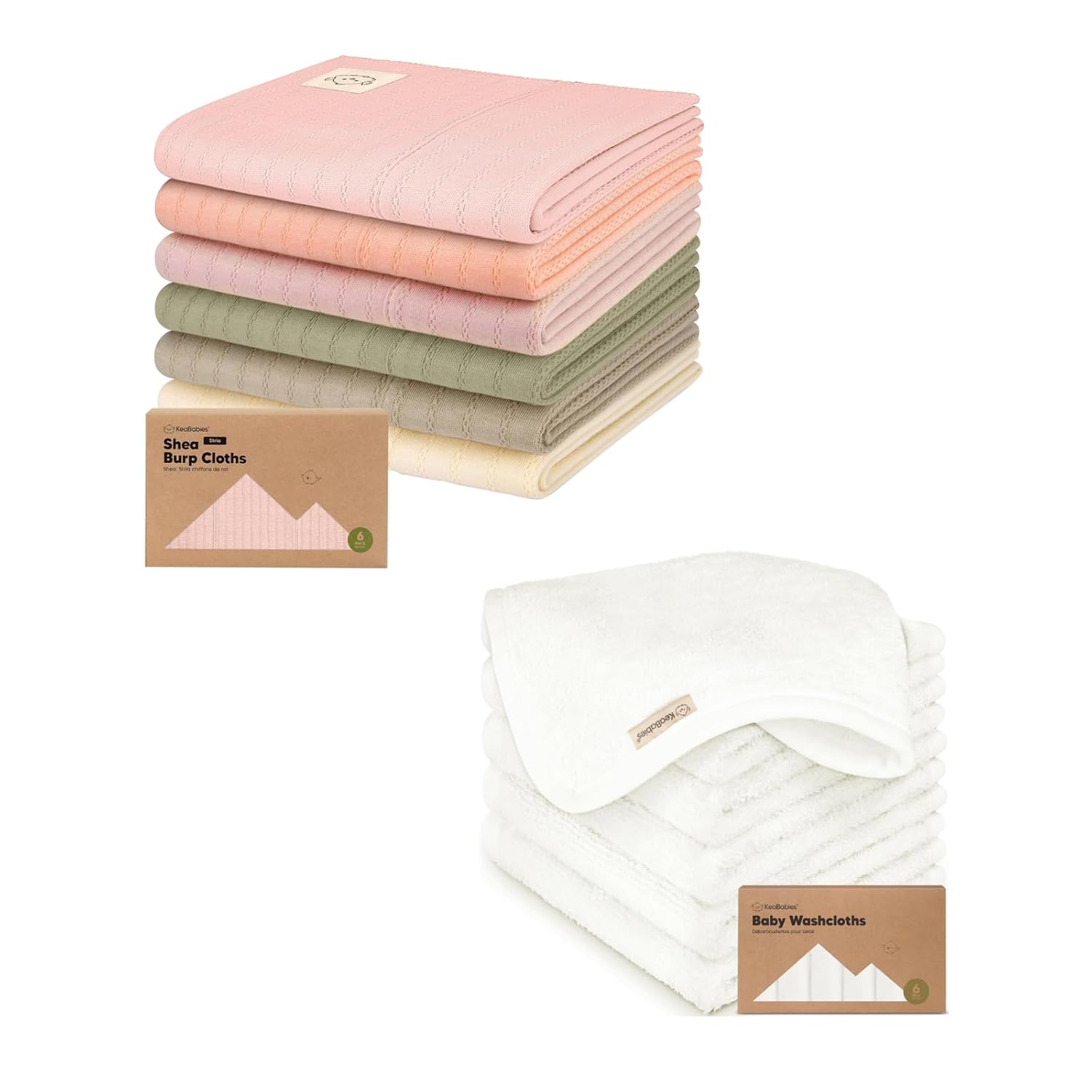 KeaBabies 6-Pack Baby Burp Cloths for Boys and Girls and Baby Washcloths for Newborns, Toddlers - Large Burp Cloths, Burping Clothes for Newborn - Bath Towels, Face Towel Ultra Absorbent
