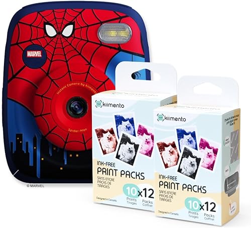 Kiimento - Cámara de impresión instantánea sin tinta P2 Spider-Man + paquete de dos 120 puntas