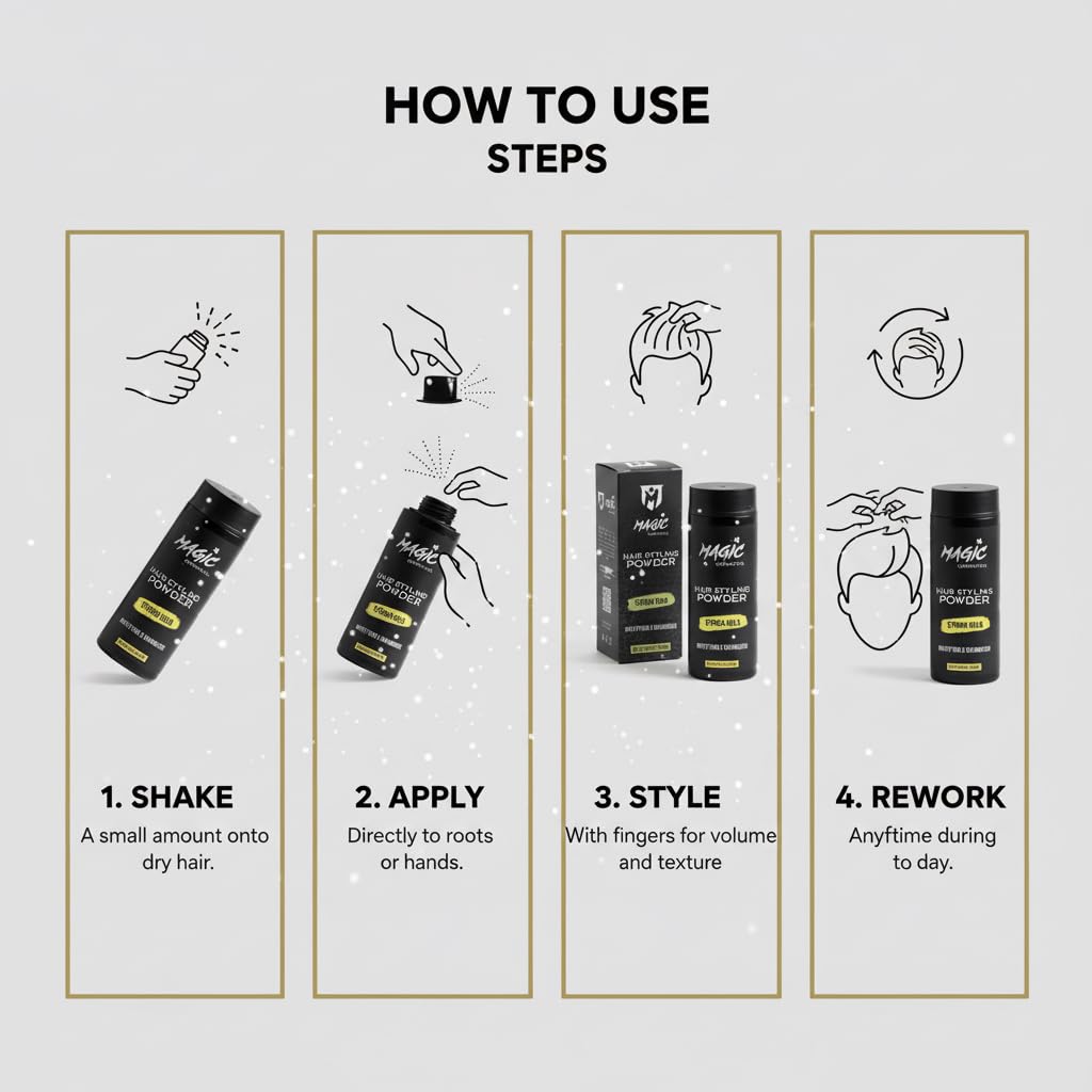 Hair Powder Men | Unisex Root Hair Styling Powder | Matt Look | Anti-Gravity Powder Styler | Invisible Texture | Instant Volume and Root Boost| All Hair Types | 20 gr