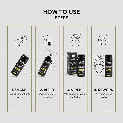Miniatura 5 de Polvo para el cabello para hombre, polvo unisex para peinar el cabello, aspecto mate, moldeador de polvo antigravedad, textura invisible, volumen