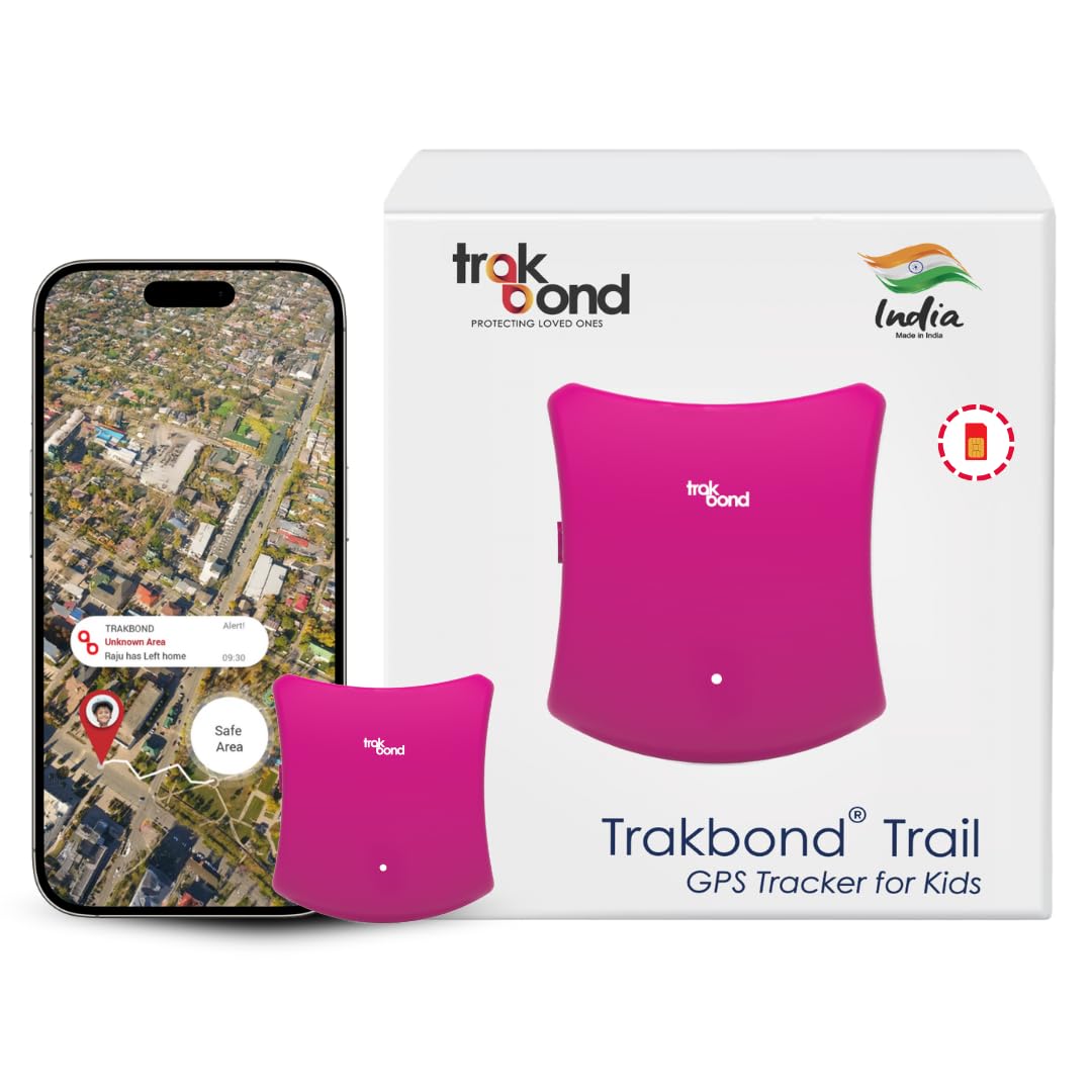 Trakbond Trail - Ultra-Compact Wireless GPS Tracker for Kids, Special Needs Individuals, Pets, and Luggage | Preinstalled Sim Card | Android & iOS App - Magenta