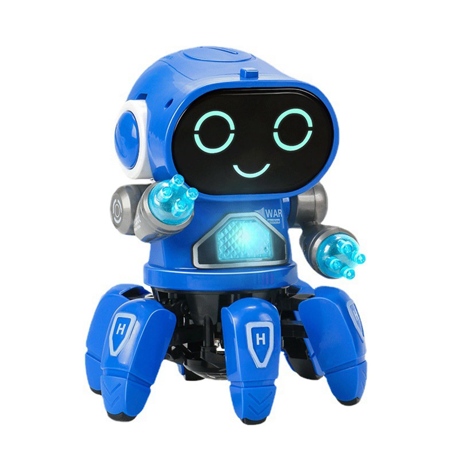 Fauitay 6 Claw Robot Toy, 90 Degree Flexible Arm, Mobile Chassis, Dancing and Singing Robot Toy with Clear Sound (Blue)