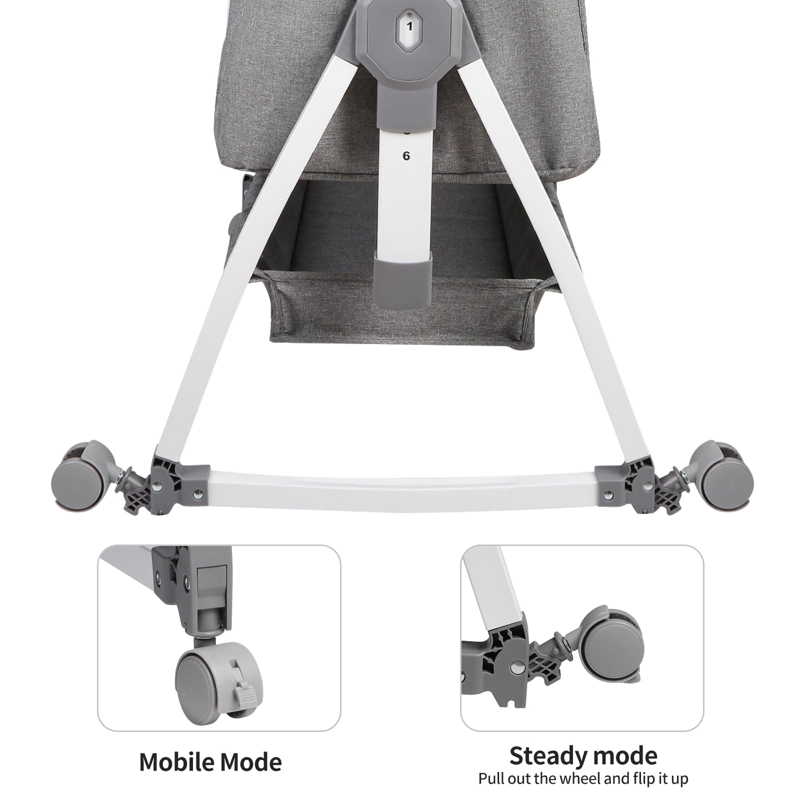 OHMG 4-in-1 Culla Neonato Fianco Letto,Lettino Dondolo con materassino, cinghie di fissaggio e rotelle,Regolabile In Altezza,Culla Co-sleeping,Facilmente Ripiegabile per Infanti