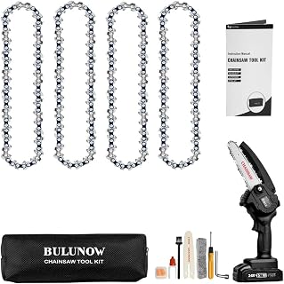 Mini Chainsaw Tool Kit - 12PCS Complete Accessorries including 4 Packs Chains for 4 Inch Cordless Electric Power Chainsaw