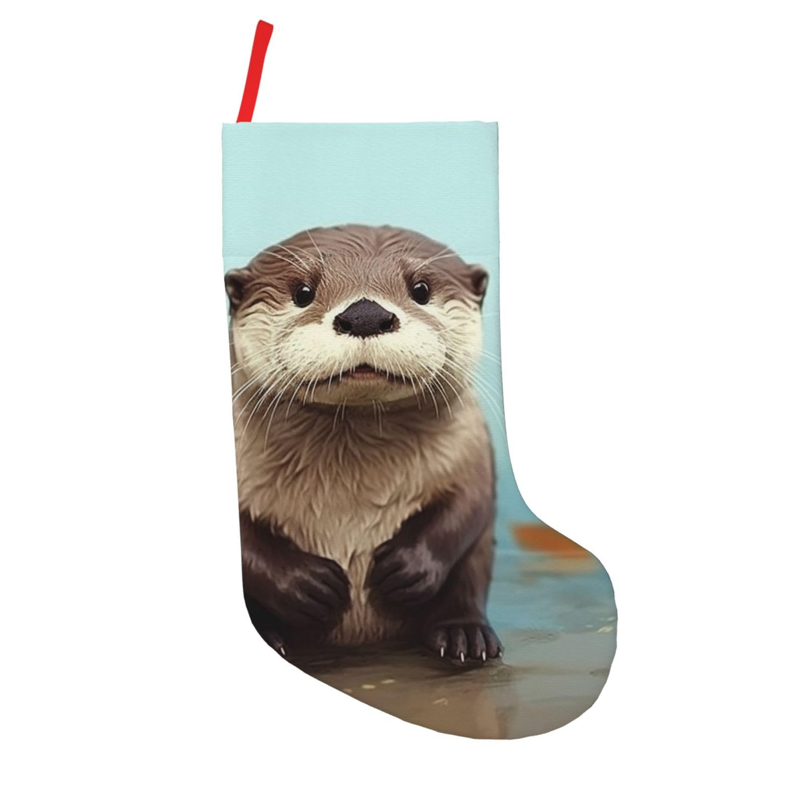 Lzqpoeas Black Cute Otter Christmas Stockings Large Xmas Stockings 18 In Personalized Xmas Hanging Stocking Christmas Decorations For Holiday Party Family Decor